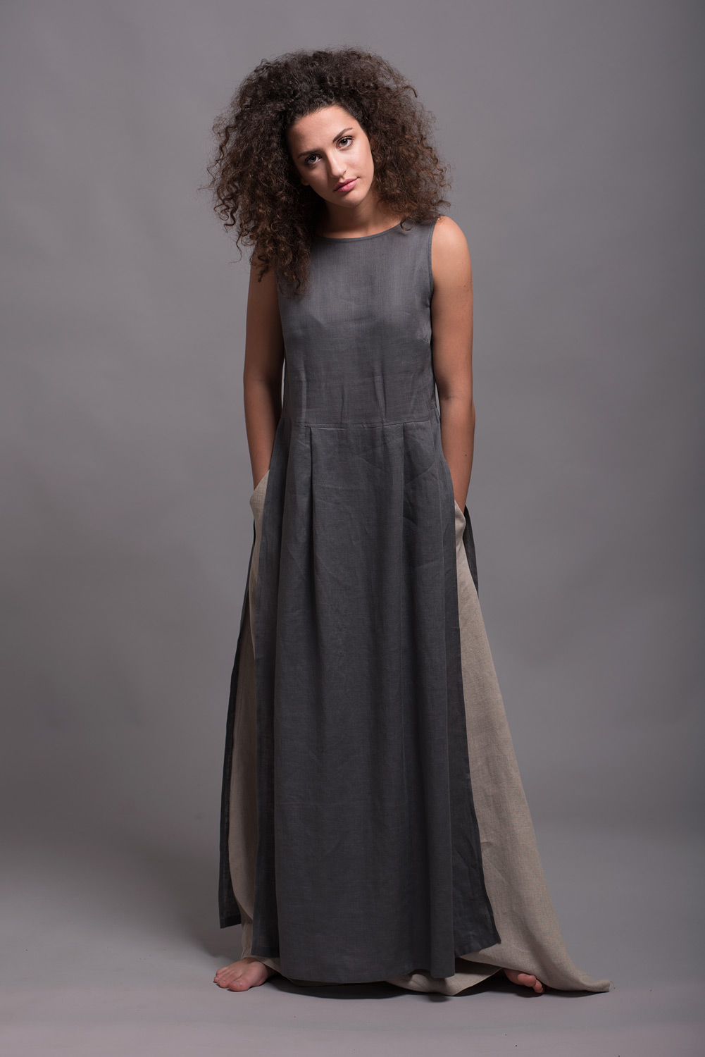 Linen High Slit Tunic Dress | Shantima