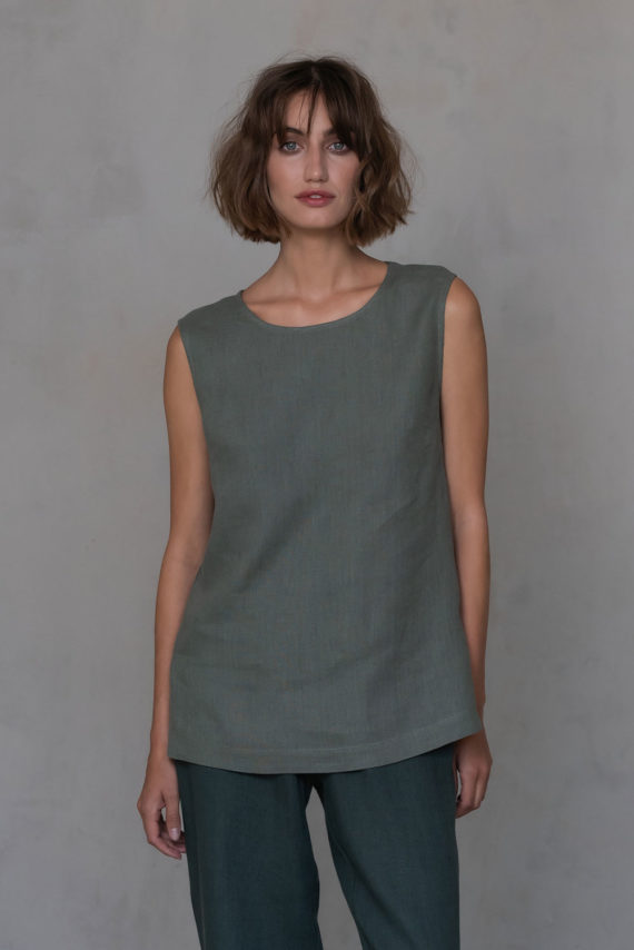 PURE Sleeveless Linen Top