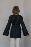 Black Hourglass silhouette Wrap Linen Jacket