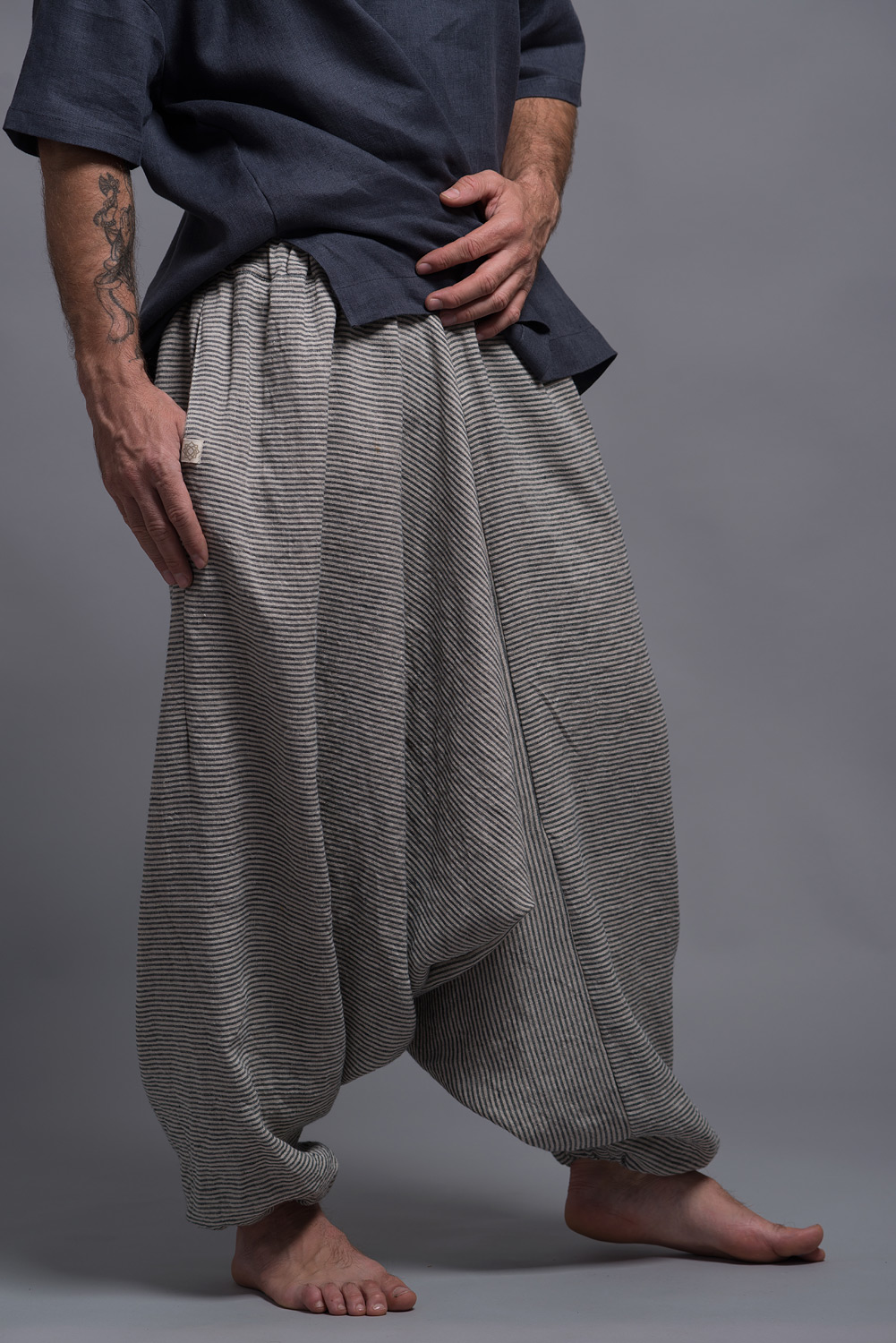 Harem Pants Men's Harem Pants Cotton Linen Festival Baggy Solid Trousers  Retro Gypsy Pants 
