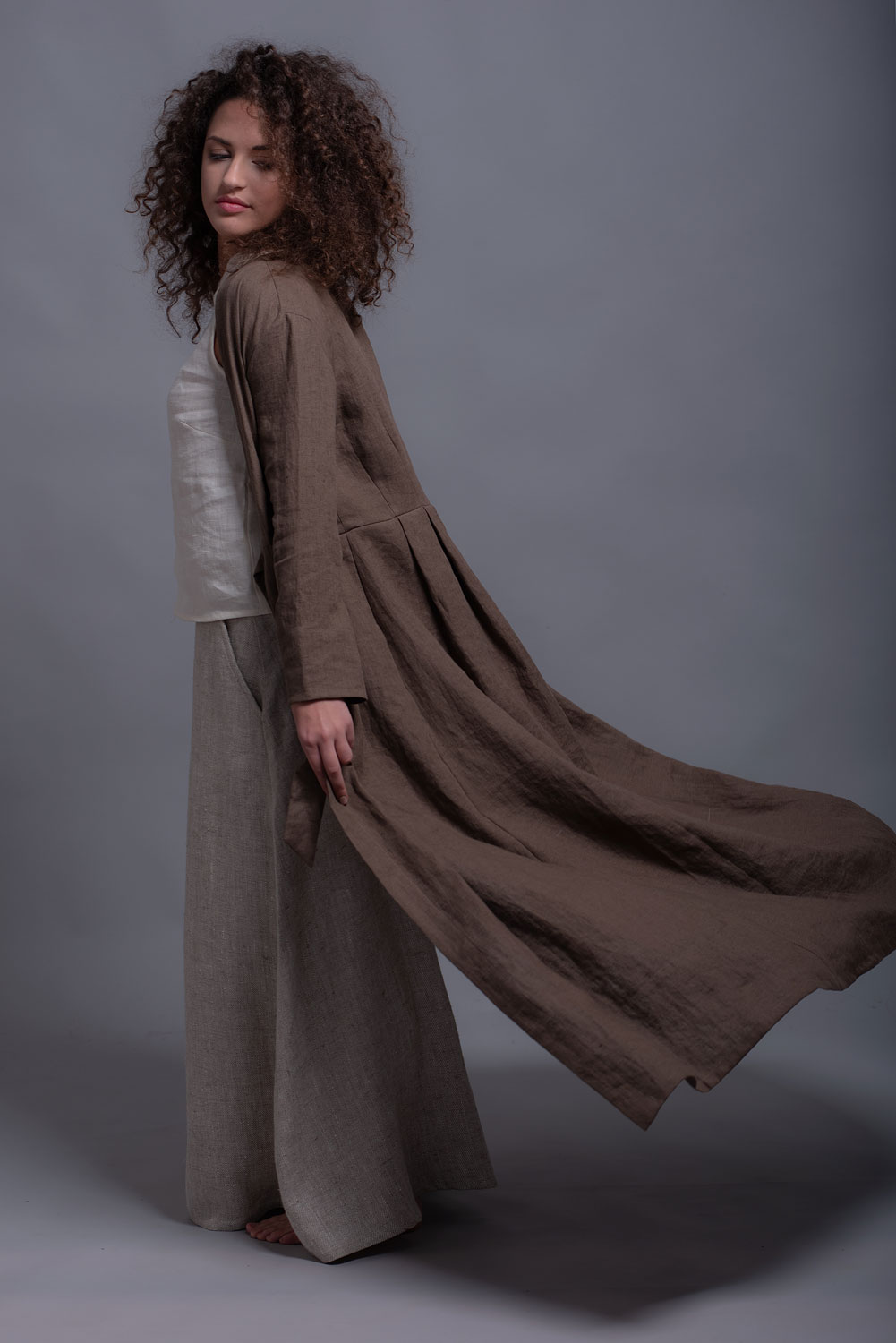 Long Linen Jacket | Custom-Made Women's Flax Clothing | Shantima