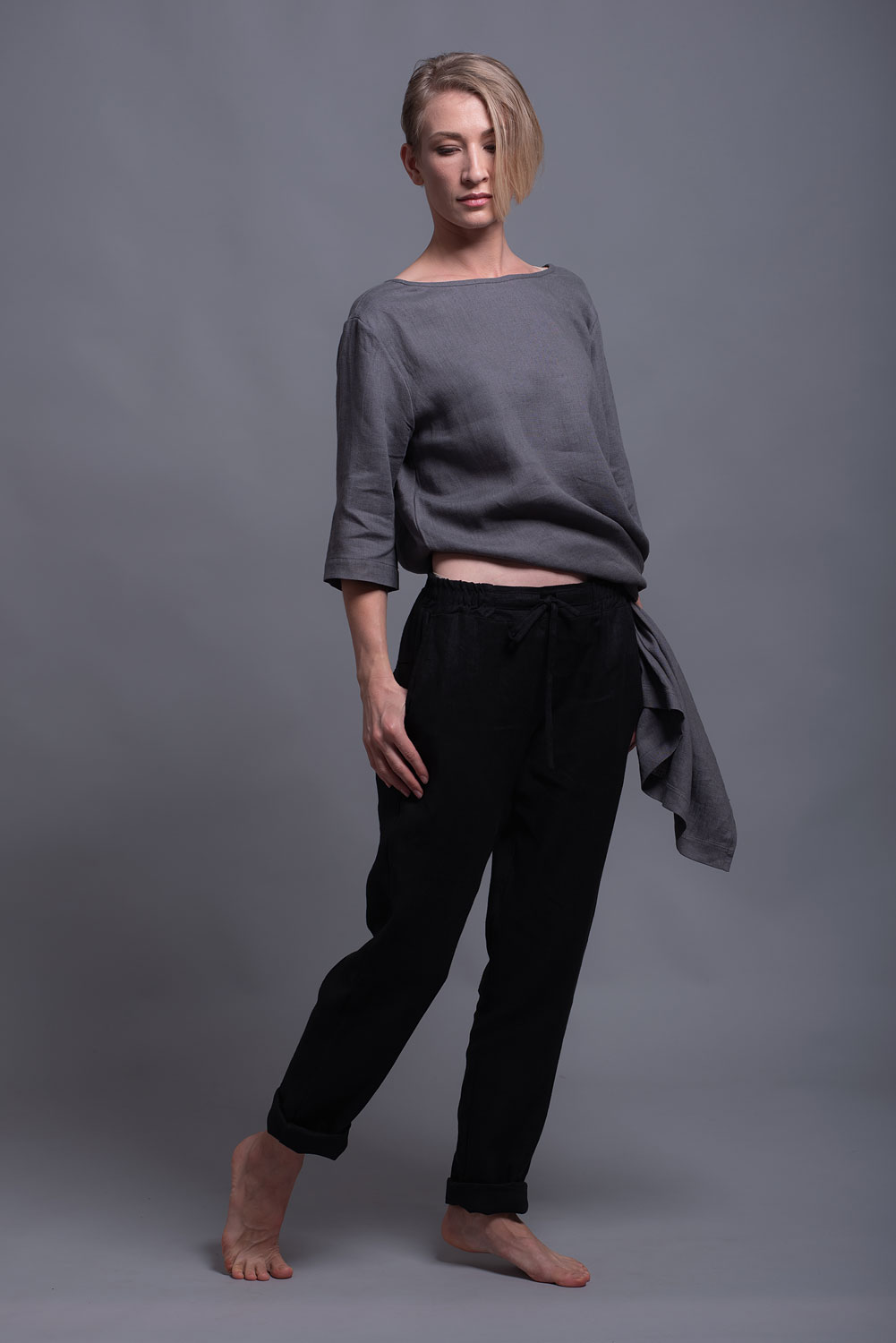 tapered linen trousers ladies