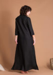 full view back side black linen womens galabeya