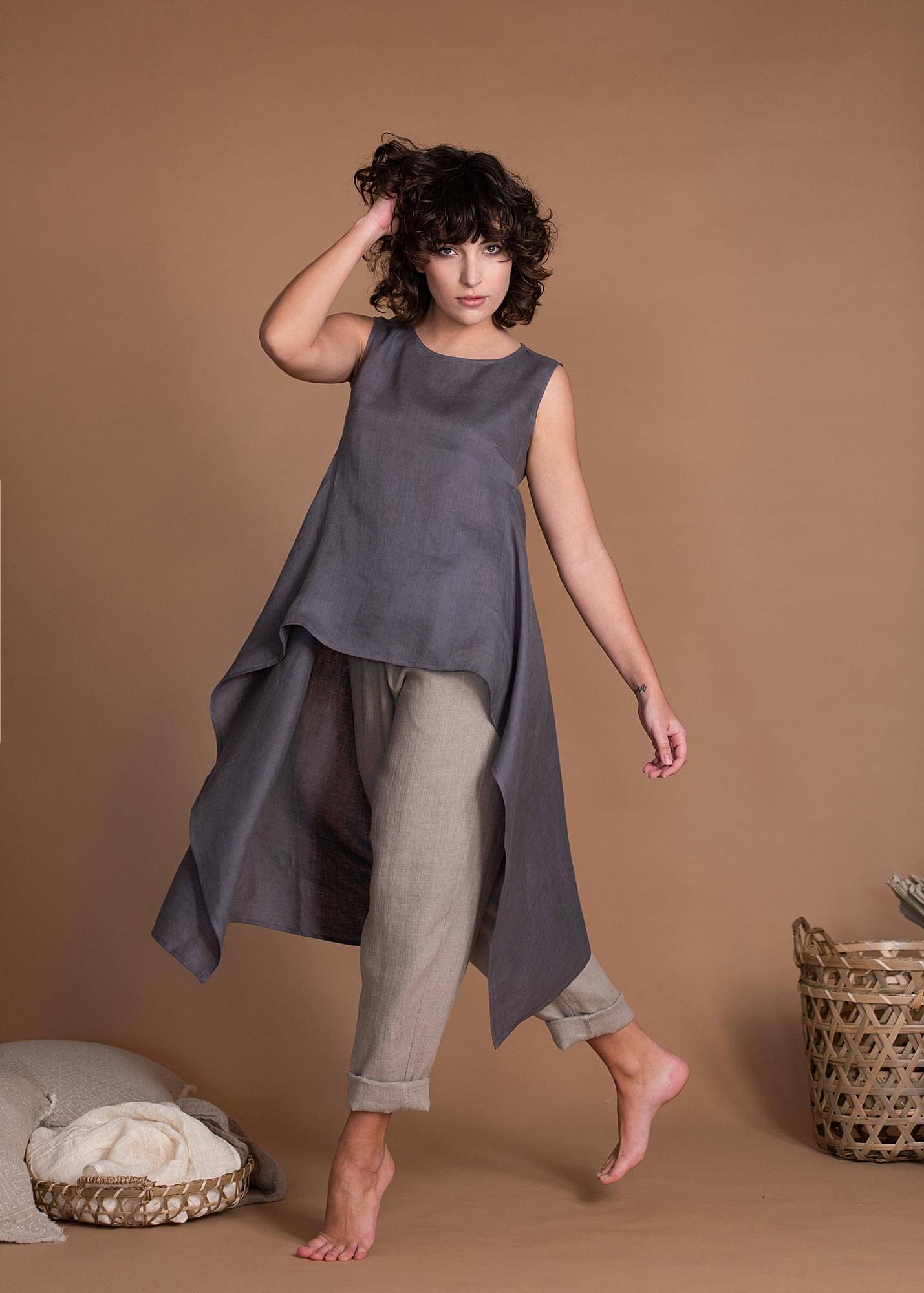 Asymmetric Linen Tunic, Summer Linen Tunics and Tops
