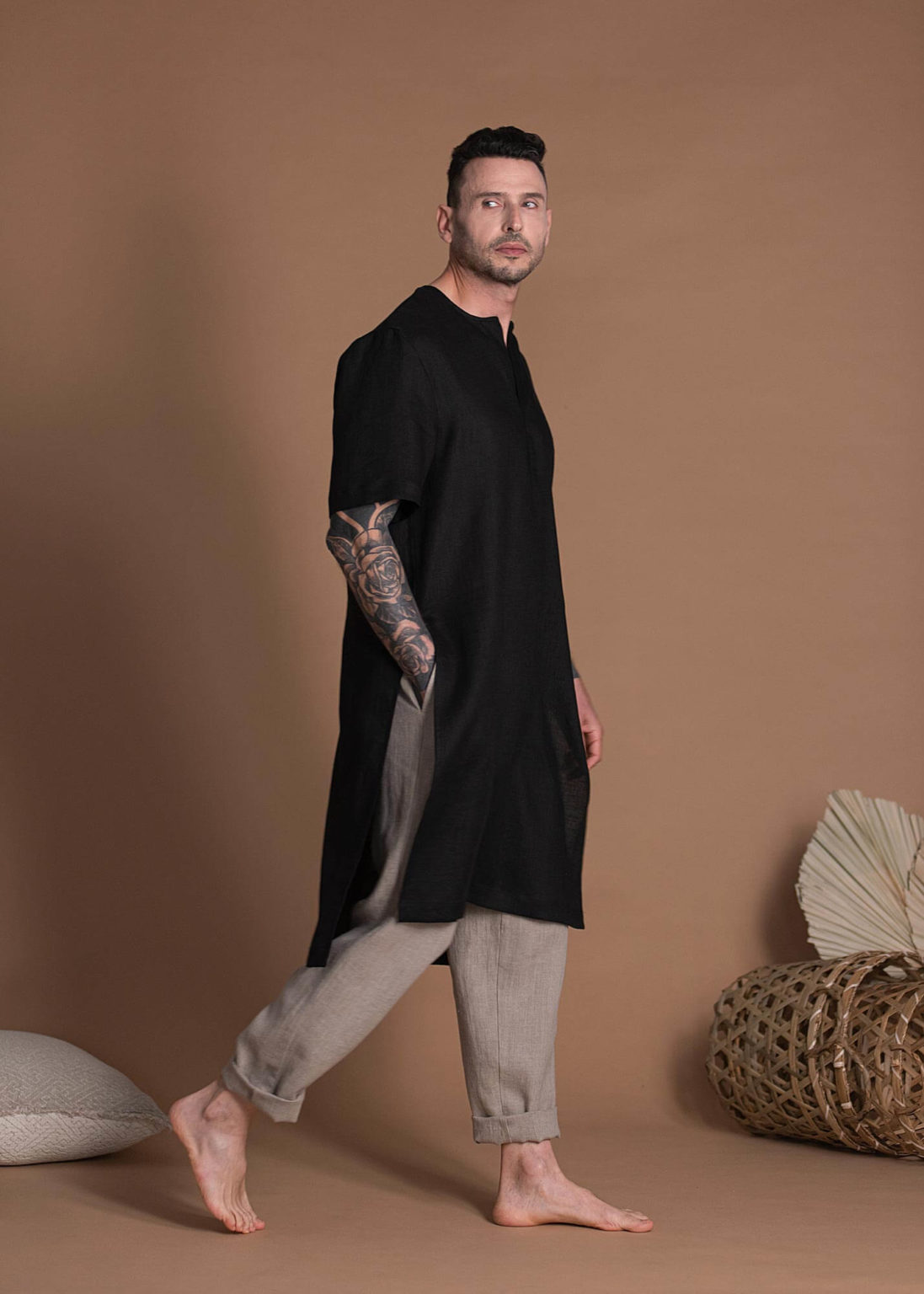 Short Sleeves Linen Tunic | Summer Linen Tunics and Tops |Shantima