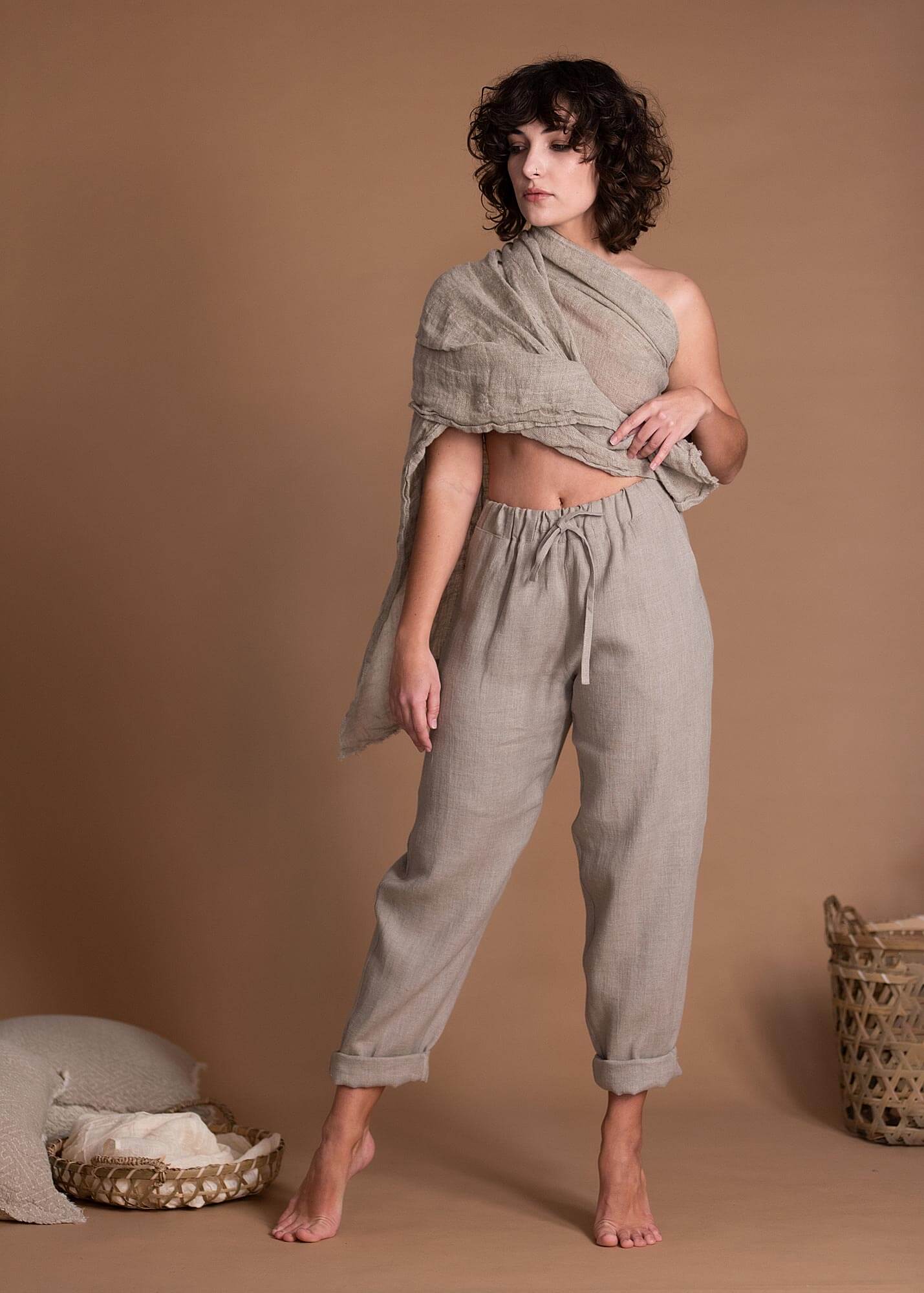 Tapered Linen Pants, Summer Linen Skirts and Pants