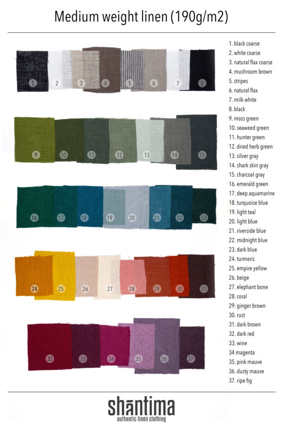 Medium Weight Linen Color Chart