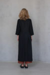 Black Linen long Tunic Dress with side s