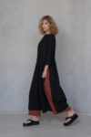 Medium weight black Linen Tunic Dress with 3/4 Sleeves