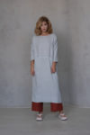 Straight Linen Dress with 3/4 sleeves and front pockets