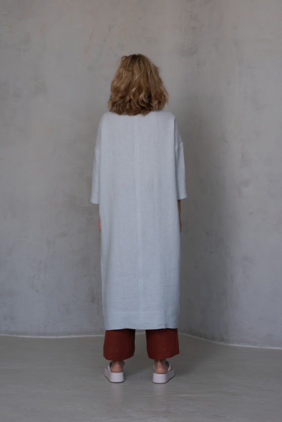 Straight Linen Dress back view