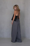 Back view of the AGAM Linen Palazzo Pants, showing the smooth drape and high-waisted fit