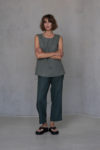 Cropped Linen Pants in Hunter Green color and top in Light Green