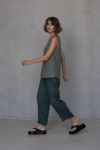 Sleeveless Linen Top and pants in Green Side view