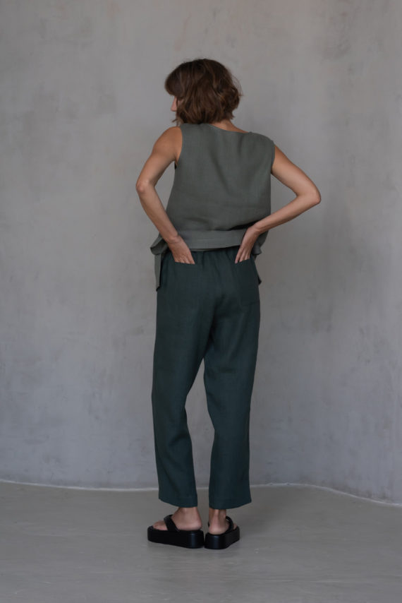 Back view Linen Pants with back pockets