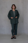 Front Pockets Linen Jacket and Pants in Hunter Green