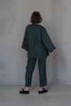 Open Front Linen Jacket and pants women's outfit back side