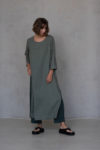 Front view of the Linen Tunic Dress KAYLO with clean, minimalist lines and breathable, sustainable linen material.