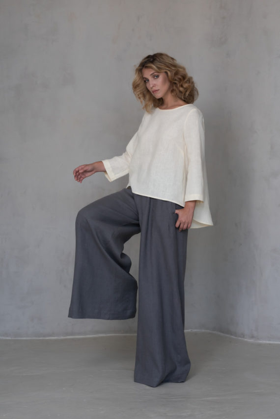 AGAM Full-Length Linen Palazzo Pants