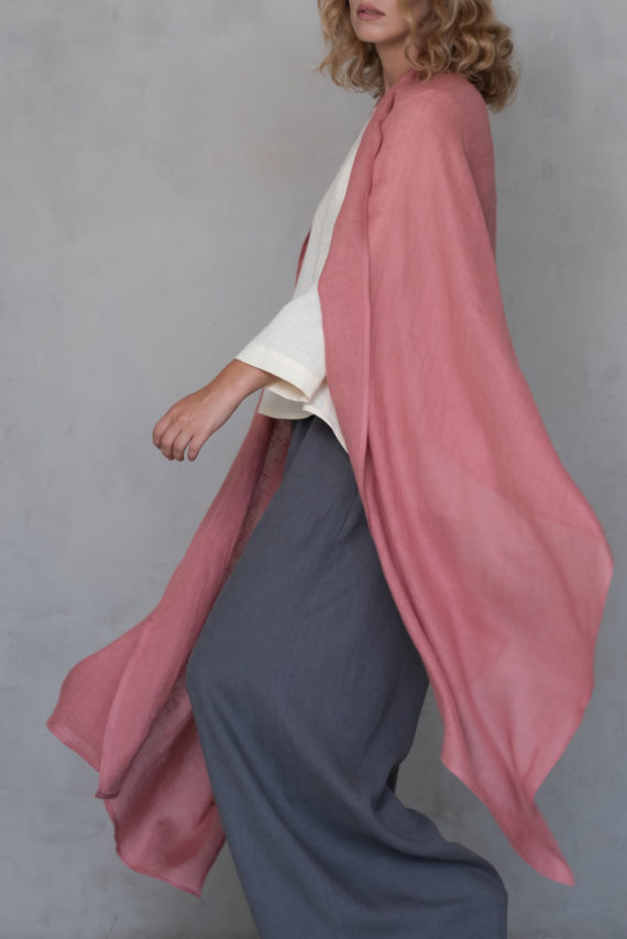 Coral Gauze Linen Scarf