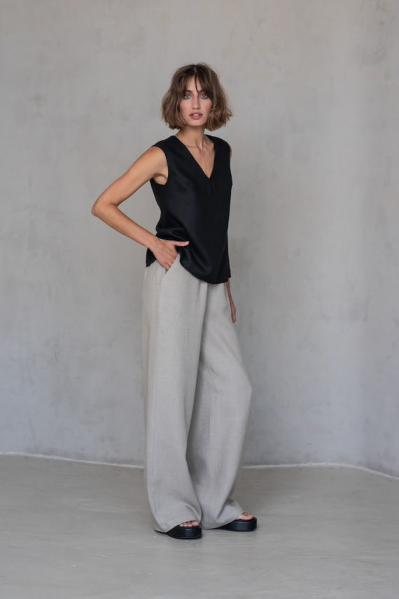 BORA Straight Wide-Leg Linen Pants