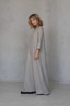 Elegant A-line winter dress RITA with breathable medium-weight linen fabric in soft gray.