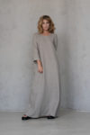 Full-length shot of Maxi Winter Linen Dress RITA, ideal for layering on cooler days