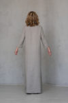 Back view of Maxi Linen Winter Dress RITA with a simple, elegant design for cold weather.