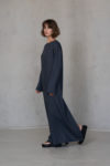 Elegant dark gray Linen Dress BAGA, ideal for both casual and semi-formal occasions.