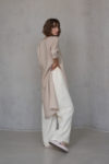 Back view of the YANK Full-Length Linen Pants, featuring a streamlined fit with no side seams or pockets