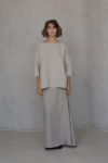 Loose Linen Top in natural flax color with linen long skirt