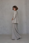 Linen outfit - long skirt and top with 3/4 sleeves side view