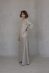 Linen Skirt with the side tail gray color