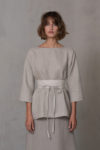 linen outfit - Linen Top raglan sleeves 3/4, long skirt and belt