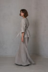 Side Tail Аsymmetrical Linen Skirt in natural flax color